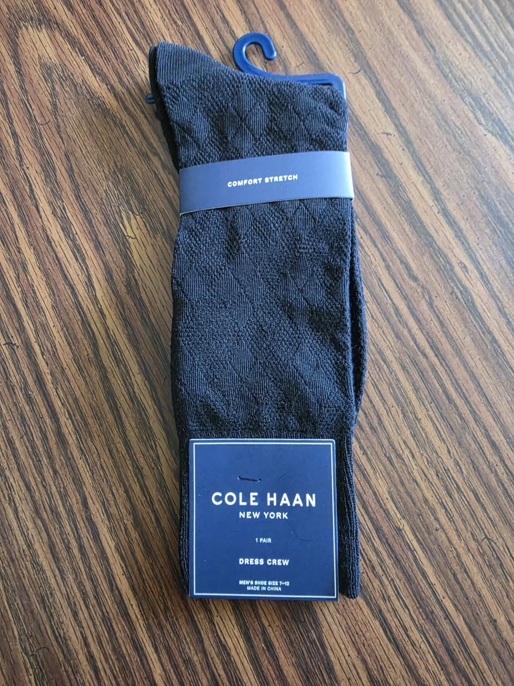 Cole Haan Black Textured Dress Crew Socks